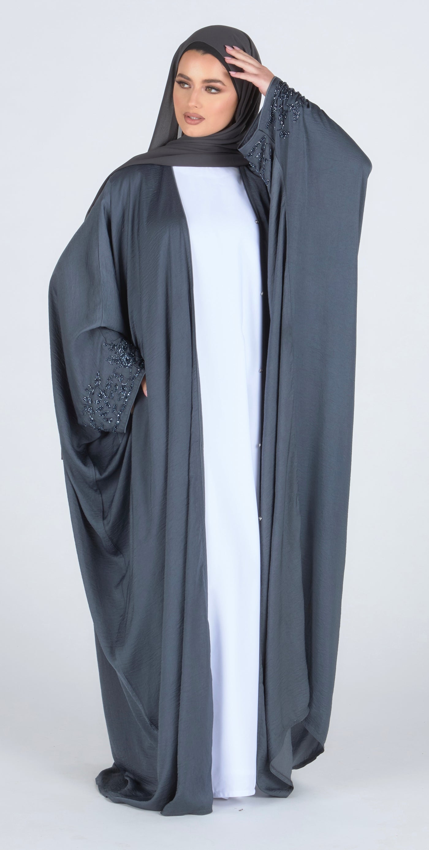 Hazy Blue Batwing Abaya