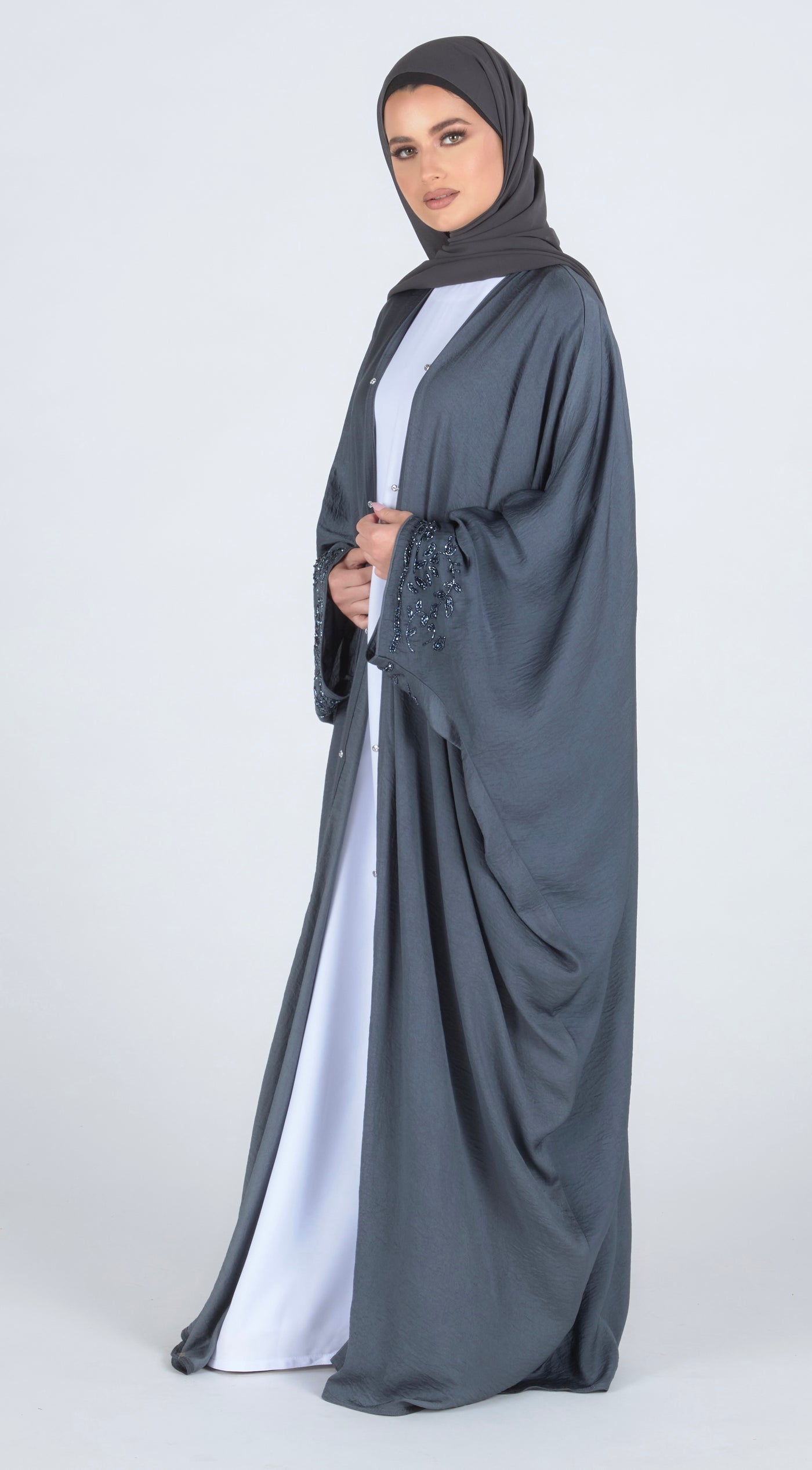 Hazy Blue Batwing Abaya