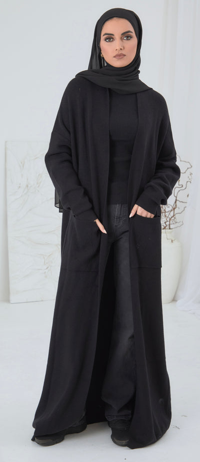 MAXI MODEST BLACK CARDIGAN