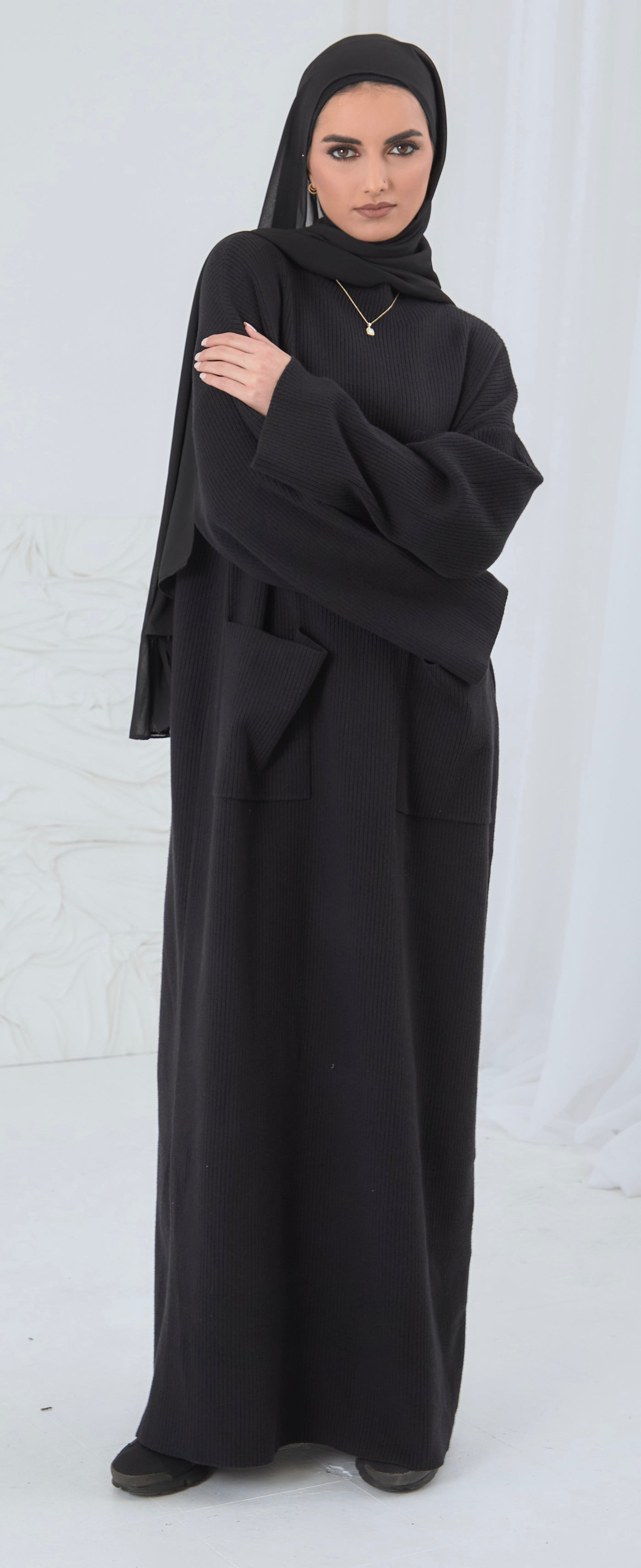 modest black jumper dress