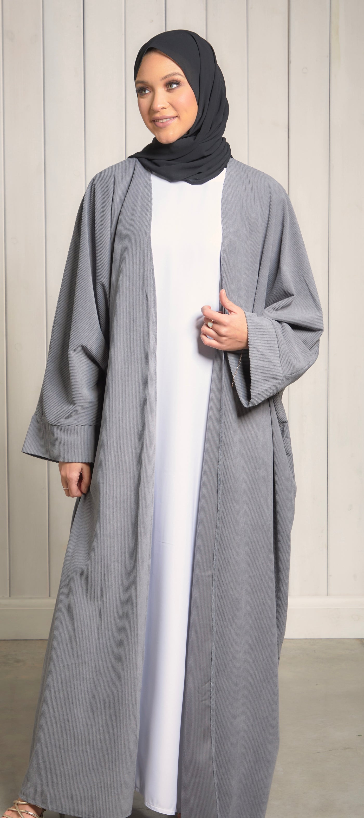 grey plain abaya
