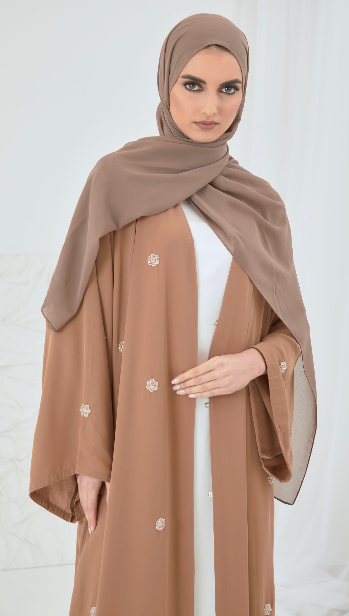 camel georgette abaya