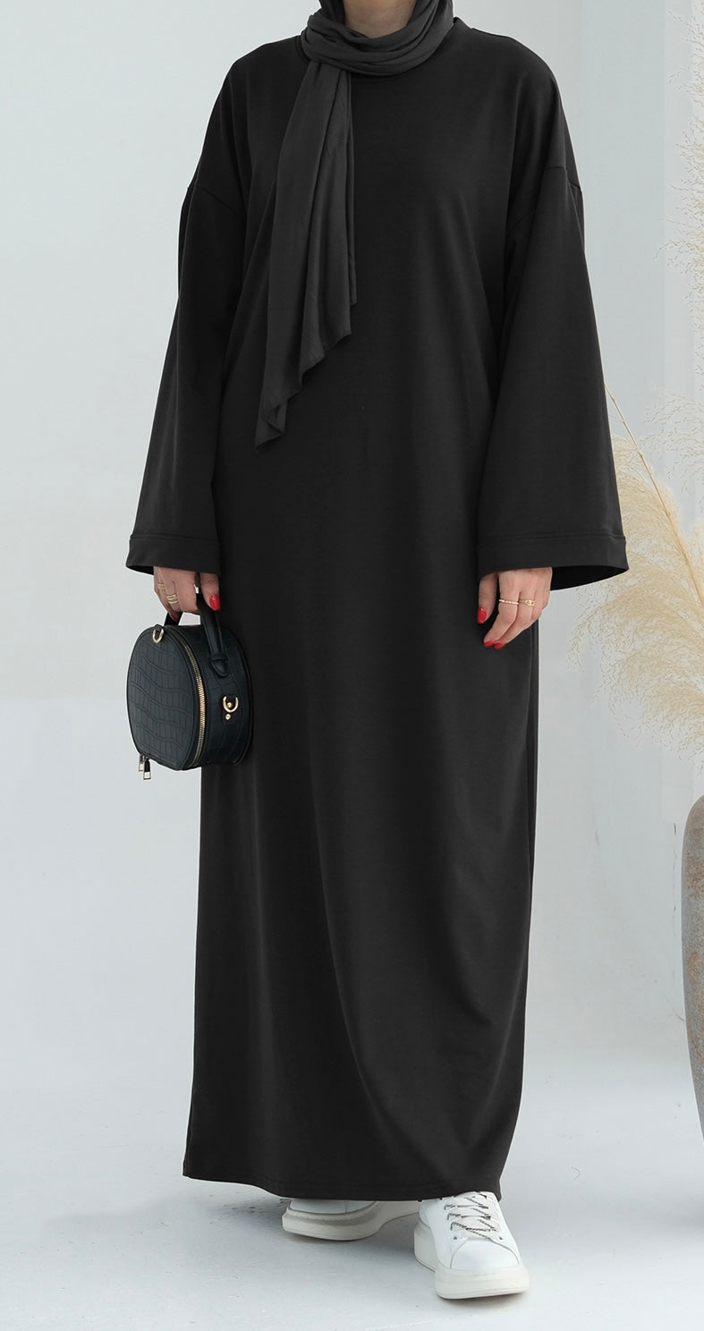 Closed Jersey Abaya - Black