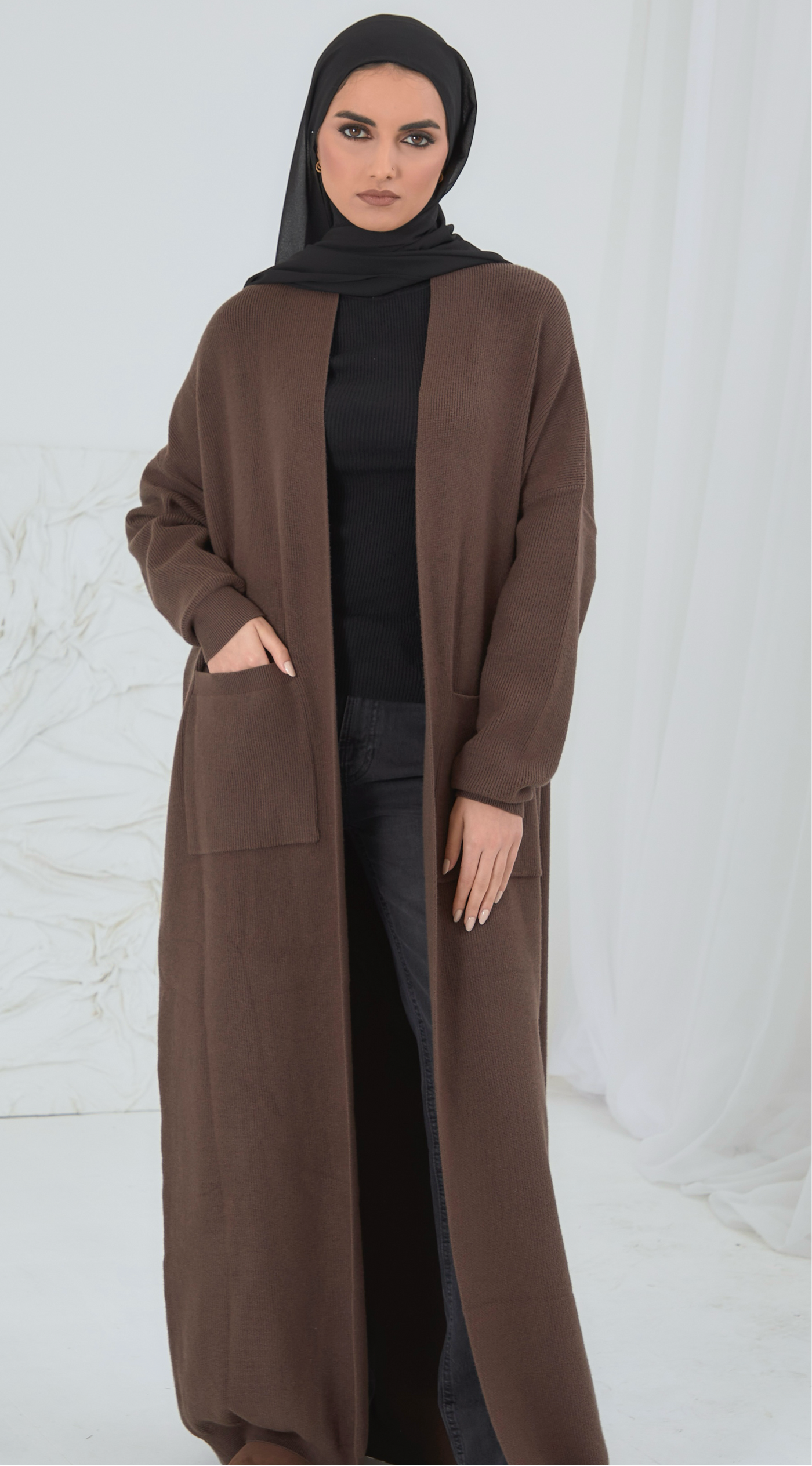 MAXI MODEST BROWN CARDIGAN