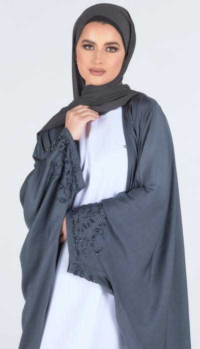 Hazy Blue Batwing Abaya