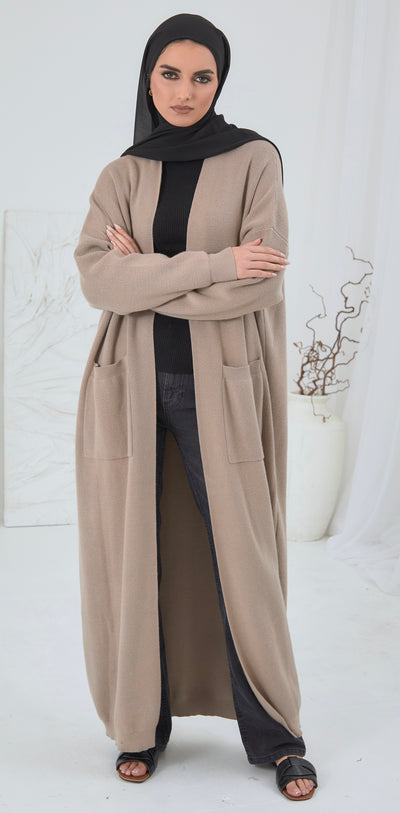 MODEST MAXI NUDE CARDIGAN