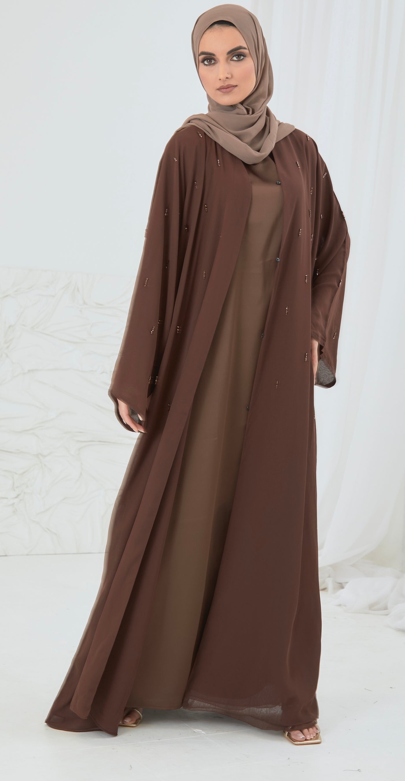 walnut embellished abaya