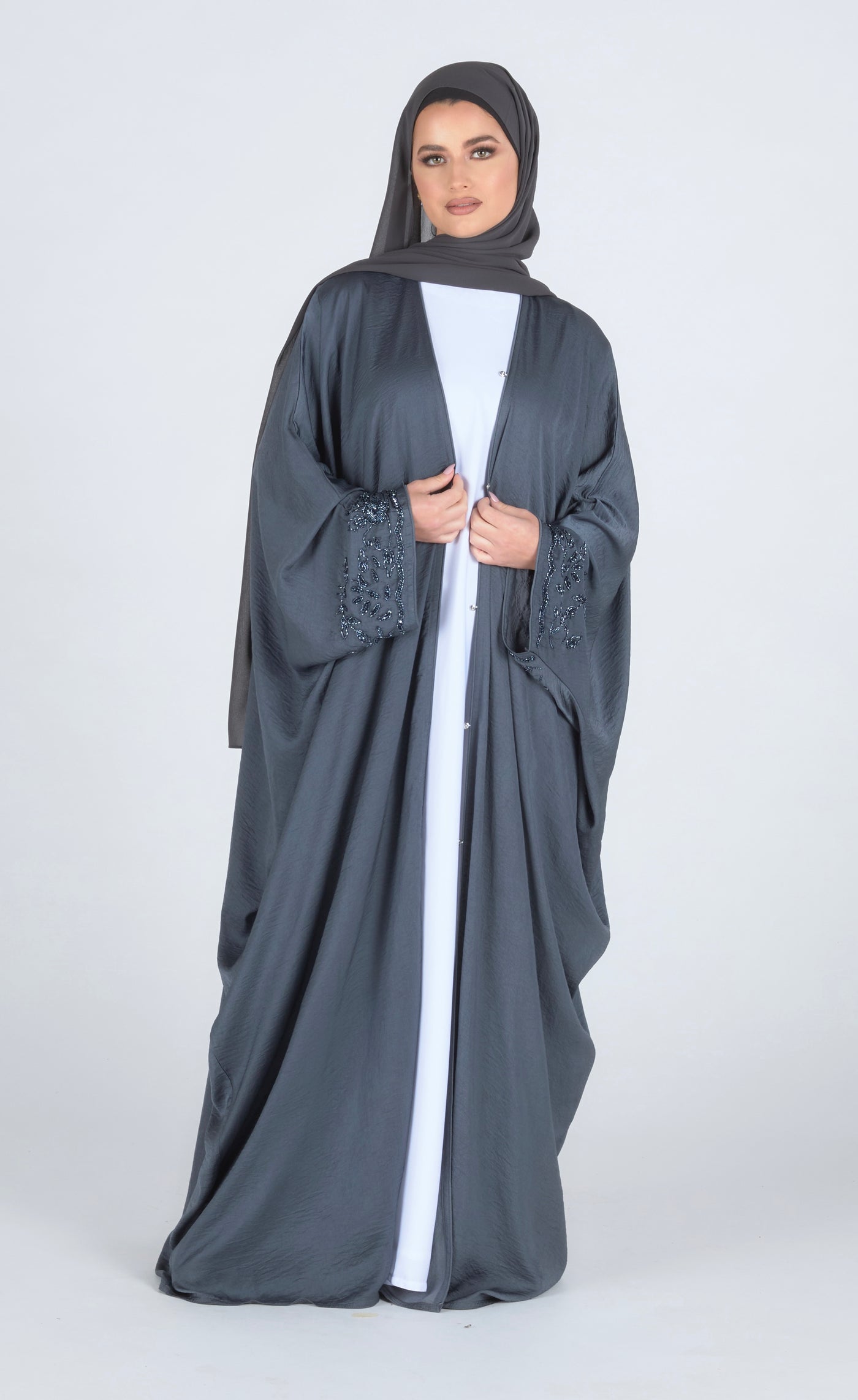 Hazy Blue Batwing Abaya